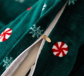 Sada mikroplyšových obliečok SNOWMAN AND GINGERBREAD zelené + obliečka mikroplyš SOFT 180x200 cm biele, dvojlôžko