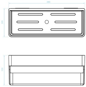 Kuchinox APO, nástenná polička 280x105x110 mm, biela matná, LAV-AKA_602T