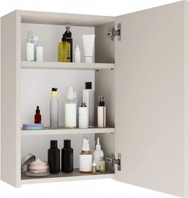 Závesná kúpeľňová skrinka so zrkadlom POLA 1DL kašmírová