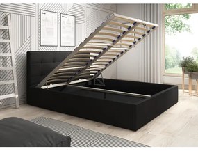 Čalúnená posteľ LAURA rozmer 140x200 cm Čierna eko-koža