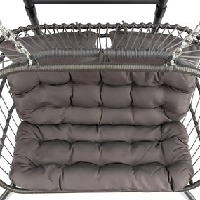 Závesné hojdacie dvojkreslo CUBA  sivé - sivé vankúše