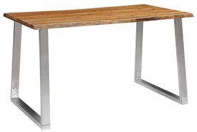 Jedálenský stôl 140x80x75 cm masívne akáciové drevo a nehrdzavejúca oceľ