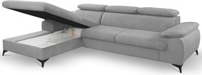 Rohová sedacia súprava Scala, svetlo šedá látka, ľavý roh