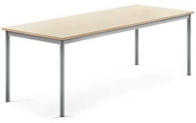 Stôl BORÅS, 1800x700x600 mm, laminát - breza, strieborná