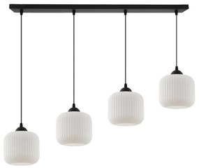 Závesné svietidlo Riffle, 4x biele sklenené tienidlo, b