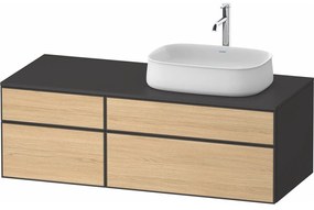 DURAVIT Zencha závesná skrinka pod umývadlo na dosku (umývadlo vpravo), 4 zásuvky, 1300 x 550 x 442 mm, dub prírodný/grafit super matná, ZE4827030800000