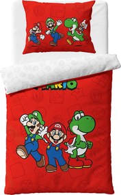 TipTrade Bavlnené obliečky 140x200 + 70x90 cm - Super Mario Luigi a Yoshi