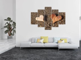 Obraz - Drevené srdiečka (150x105 cm)