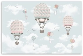 Obraz na plátně, Barevné balónové letové zvířata - 60x40 cm