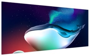 Obraz - Veľryba vo vesmíre (120x50 cm)