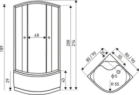 Novoterm Hydromasážny box NV-Pulen 90x90