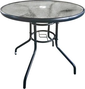 TRENDIE Záhradný stolík so sklom 80 cm okrúhly