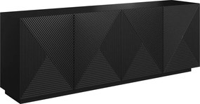 Komoda Asha 200 cm štvordverová - čierny mat