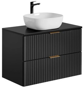 Kúpeľňová skrinka s umývadlom a doskou ADEL Black DU80/1 | 80 cm