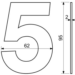 Domové číslo "5", RN.95L, nerez