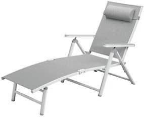 Livarno home Hliníkové ležadlo Houston s opierkami rúk, biele/bledosivé  (100385886)