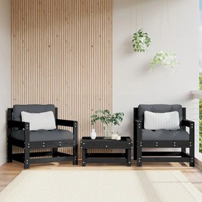 Záhradné stoličky 2 ks čierne borovicový masív 825496