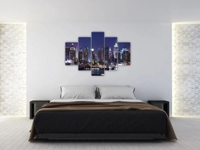 Obraz - Osvetlené New Yorské mrakodrapy (150x105 cm)