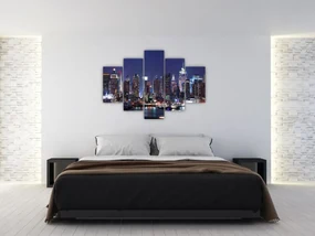 Obraz - Osvetlené New Yorské mrakodrapy (150x105 cm)
