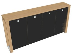 Stredná šatníková skriňa Verno+ S 260 x 46 x 130 cm, sklenené dvere, dub svetlý / čierna