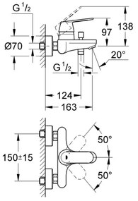 GROHE 32831000 - Vaňová batéria EUROSMART COSMOPOLITAN DN 15, lesklý chróm