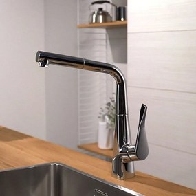 HANSGROHE Metris M71 páková drezová batéria s vyťažiteľným výtokom, 1jet, výška výtoku 315 mm, chróm, 14821000