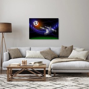 Sklenený obraz futbalistu v skoku (70x50 cm)