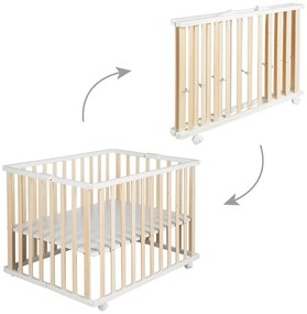 Detská ohrádka v bielo-prírodnej farbe 100x75 cm – Roba