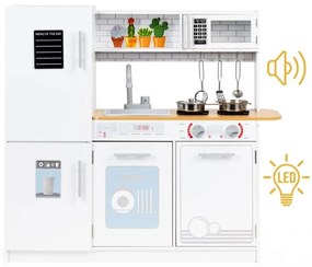 Drevená detská kuchynka s led svetlom + príslušenstvo