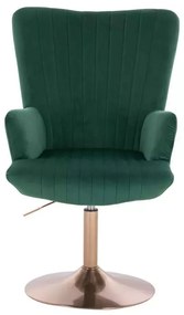 LuxuryForm DESIGN Kreslo AMADEO VELUR na zlatom tanieri - zelené