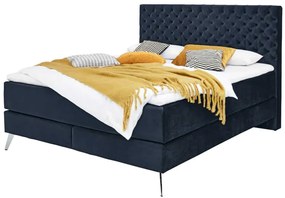 Boxspring posteľ oliver 160 x 200 tmavo modrá MUZZA