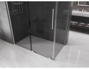 Mexen Velar, sprchový kút s posuvnými dverami 140 x 80 cm, 8mm šedé sklo, brúsená oceľ, 871-140-080-41-97