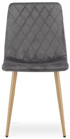 Jedálenská stolička TURIN zamatová, tmavosivá / hnedé nohy