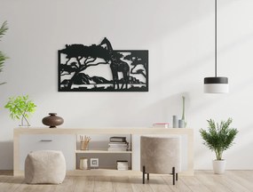 drevko Drevený obraz na stenu Žirafa v savane Rozmer obrazu: 27 x 44,5 cm, Farba dekorácie: Čierna