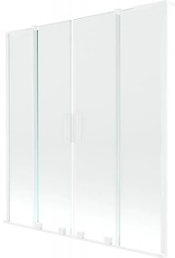 Mexen Velar L Duo, 2-krídlová posuvná vaňová zástena 140 x 150 cm, 8mm číre sklo, biela matná, 896-140-003-02-20