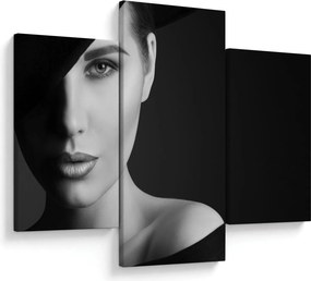 Obraz - Čiernobiely portrét ženy v klobúku (90x60 cm)