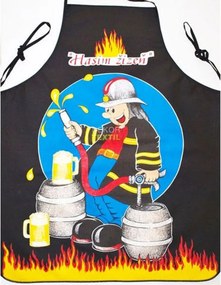 Kuchynská zástera - hasič čierna