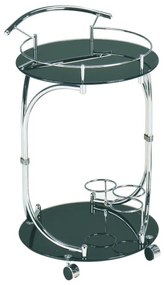 Servírovací stolík na kolieskach Vesna - čierne sklo / chróm