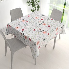 Biante Bavlnený štvorcový obrus Sandra SA-747 Lúčne kvety na bielom 130x130 cm