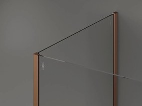 Mexen Kioto, 2-stenová sprchová zástena Walk-In 140 x 110 cm, 8mm číre sklo čierny vzor, medený matný profil, 800-140-212-65-70-110