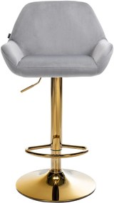 Barová stolička Braga (SET 2 ks) - zamat, zlatá podnož - Sivá