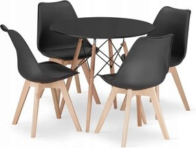 Jedálenská zostava TODI 80cm okrúhly stolový set biely+ 4 stoličky MARK sivé Farba: Čierna