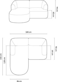 Zelená menčestrová rohová pohovka (ľavý roh/s leňoškou) Campi – Cosmopolitan Design