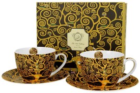 Porcelánová šálka s podšálkou Klimt Tree Of Life 250 ml sada 2ks