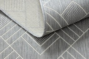 Koberec šnúrkový SIZAL FLAT 48731637 štvorce, romby, geometrický - sivý / krém