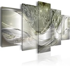Obraz - Sparkling Dandelions (5 Parts) Green Wide Veľkosť: 100x50, Verzia: Premium Print