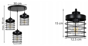 Závesné svietidlo RASTI, 3x drôtené tienidlo (výber z 2 farieb), O