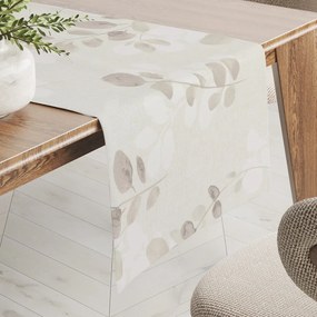 Biante Bavlnený behúň na stôl Sandra SA-681 Eukalyptové listy na svetlom pastelovo zelenom 20x120 cm