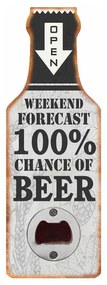 Ceduľa Otvárač na fľaše Open - Weekend Forecast 100% Chance Of Beer