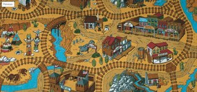 AladinWorld Expres, AKCIA: 120x170 cm Detský kusový koberec Western - obšitý zo všetkých strán, šíře, viacfarebná, filc, detská izba